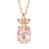 Thumbnail Image 1 of Oval Morganite and Diamond Accent Leaf Pendant in 10K Rose Gold - 17&quot;