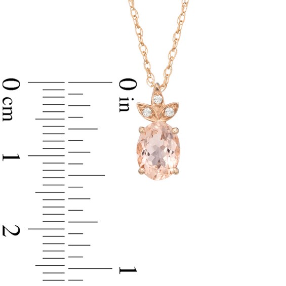 Oval Morganite and Diamond Accent Leaf Pendant in 10K Rose Gold - 17"