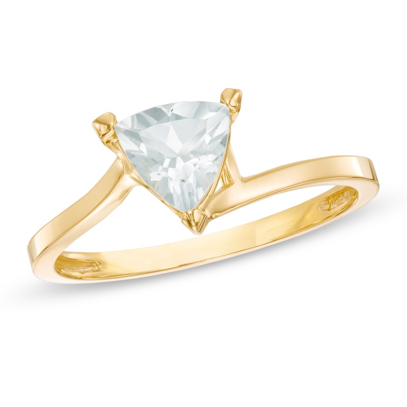 6.0mm Trillion-Cut Aquamarine Ring in 10K Gold