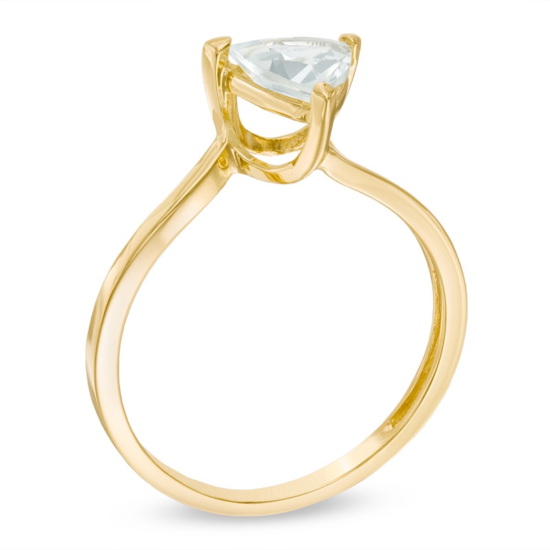 6.0mm Trillion-Cut Aquamarine Ring in 10K Gold