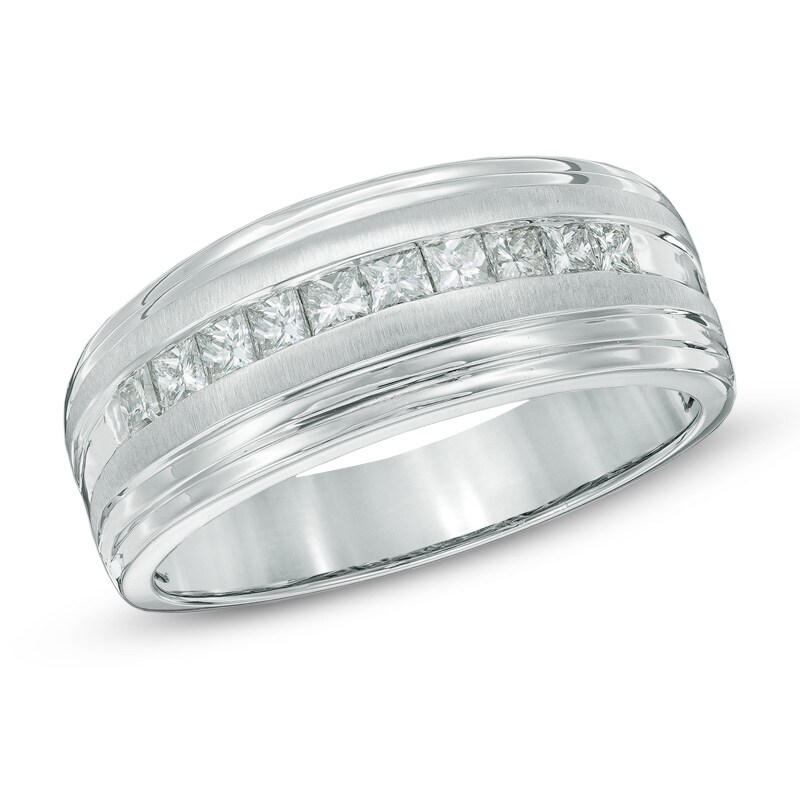 Main Image 1 of 1/2 CT. T.W. Square-Cut Diamond Band in 10K White Gold