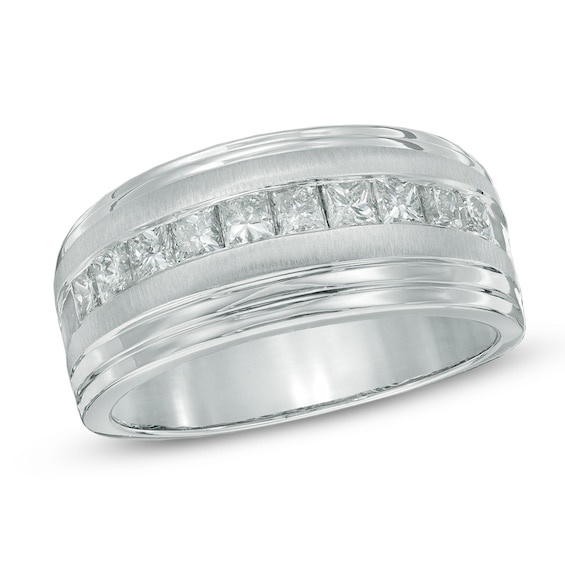 1 CT. T.w. Square-Cut Diamond Band in 10K White Gold