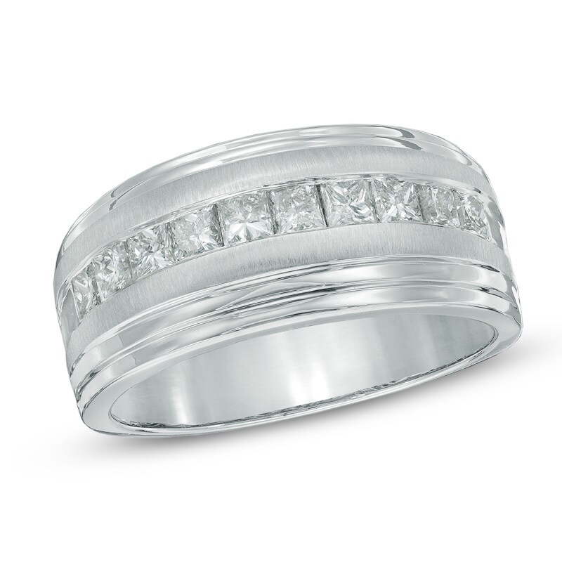 Main Image 1 of 1 CT. T.W. Square-Cut Diamond Band in 10K White Gold