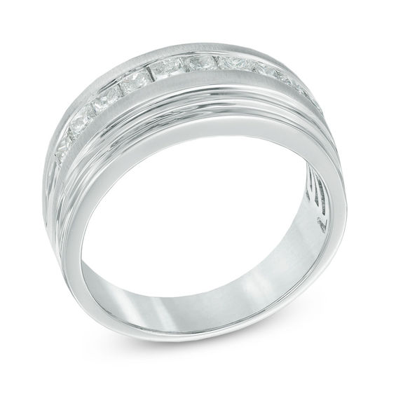 1 CT. T.w. Square-Cut Diamond Band in 10K White Gold