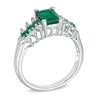 Thumbnail Image 1 of Emerald-Cut Lab-Created Emerald and White Sapphire Ring in 10K White Gold