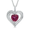 Thumbnail Image 0 of 8.0mm Heart-Shaped Lab-Created Ruby and White Sapphire Heart Pendant in Sterling Silver