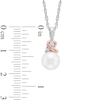 Thumbnail Image 1 of 8.0mm Cultured Freshwater Pearl and Lab-Created White Sapphire Heart Pendant in Sterling Silver and 14K Gold Plate
