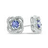 Thumbnail Image 1 of 4.0mm Tanzanite and 1/10 CT. T.W. Diamond Orbit Stud Earrings in 10K White Gold