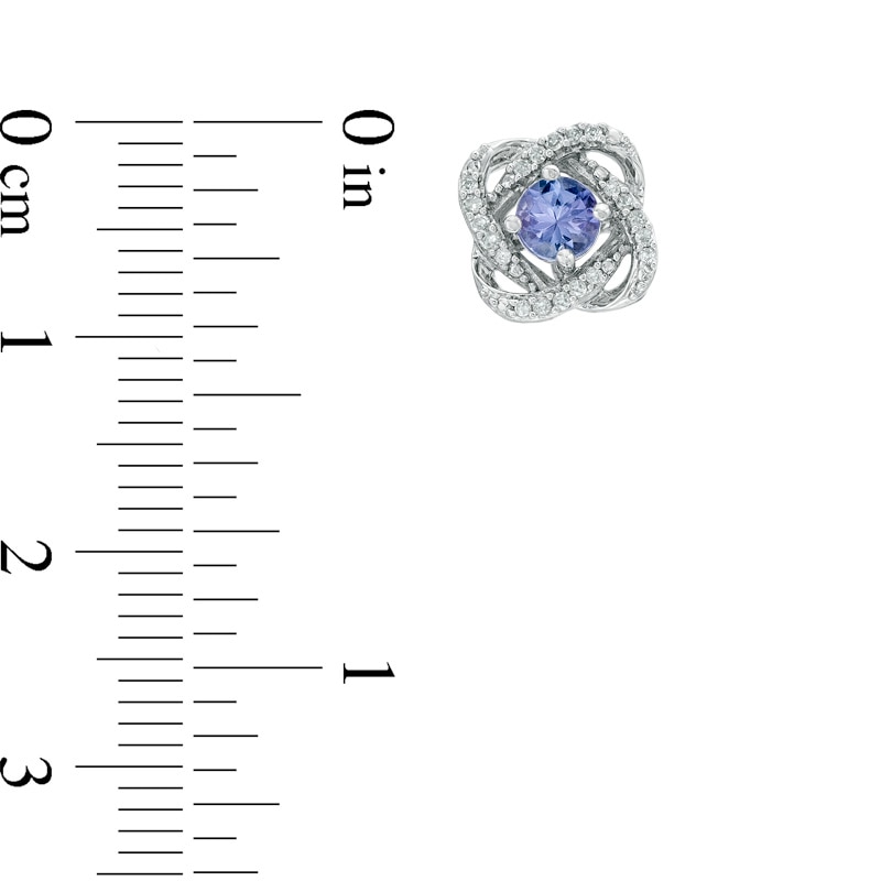 Main Image 2 of 4.0mm Tanzanite and 1/10 CT. T.W. Diamond Orbit Stud Earrings in 10K White Gold