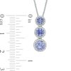 Thumbnail Image 2 of Tanzanite and 1/6 CT. T.W. Diamond Frame Linear Three Stone Pendant in 10K White Gold