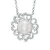 Thumbnail Image 1 of 10.0mm Freshwater Cultured Pearl and 1/10 CT. T.W. Diamond Flower Pendant in Sterling Silver