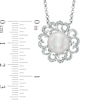 Thumbnail Image 2 of 10.0mm Freshwater Cultured Pearl and 1/10 CT. T.W. Diamond Flower Pendant in Sterling Silver