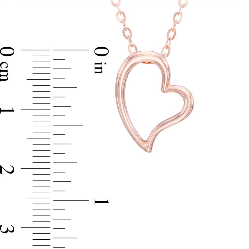 Main Image 2 of Tilted Heart Pendant in 10K Rose Gold - 17"