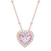 Thumbnail Image 1 of 9.0mm Heart-Shaped Lab-Created Pink and White Sapphire Frame Pendant in Sterling Silver with 18K Rose Gold Plate