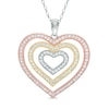 Thumbnail Image 0 of Lab-Created White Sapphire Heart Pendant in Sterling Silver and 14K Two-Tone Gold Plate