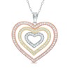 Thumbnail Image 1 of Lab-Created White Sapphire Heart Pendant in Sterling Silver and 14K Two-Tone Gold Plate