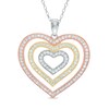 Thumbnail Image 0 of Lab-Created White Sapphire Heart Pendant in Sterling Silver and 14K Two-Tone Gold Plate