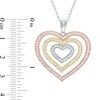 Thumbnail Image 2 of Lab-Created White Sapphire Heart Pendant in Sterling Silver and 14K Two-Tone Gold Plate