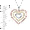 Thumbnail Image 1 of Lab-Created White Sapphire Heart Pendant in Sterling Silver and 14K Two-Tone Gold Plate