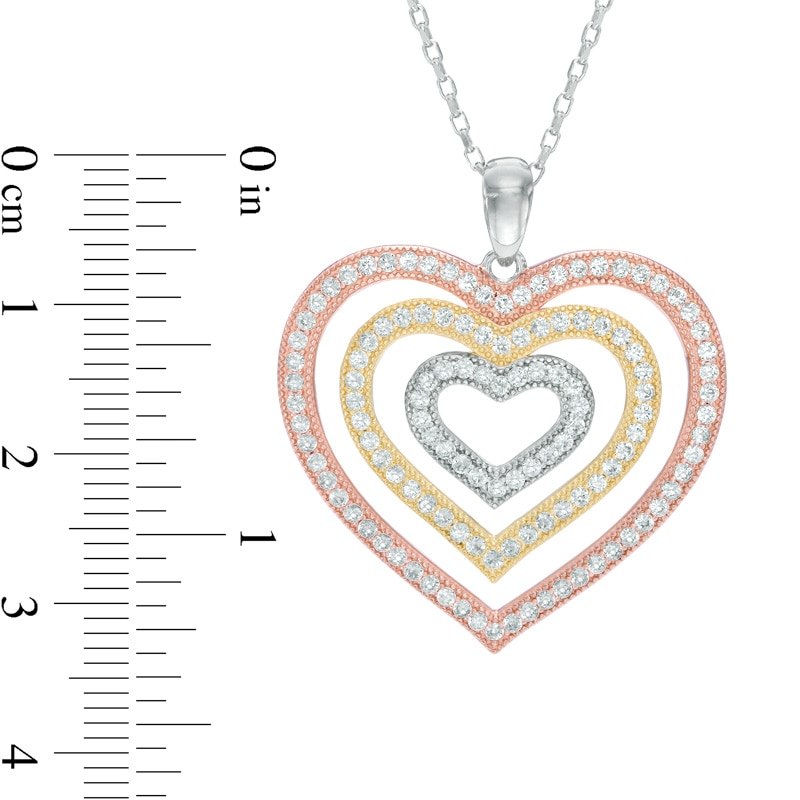 Lab-Created White Sapphire Heart Pendant in Sterling Silver and 14K Two-Tone Gold Plate