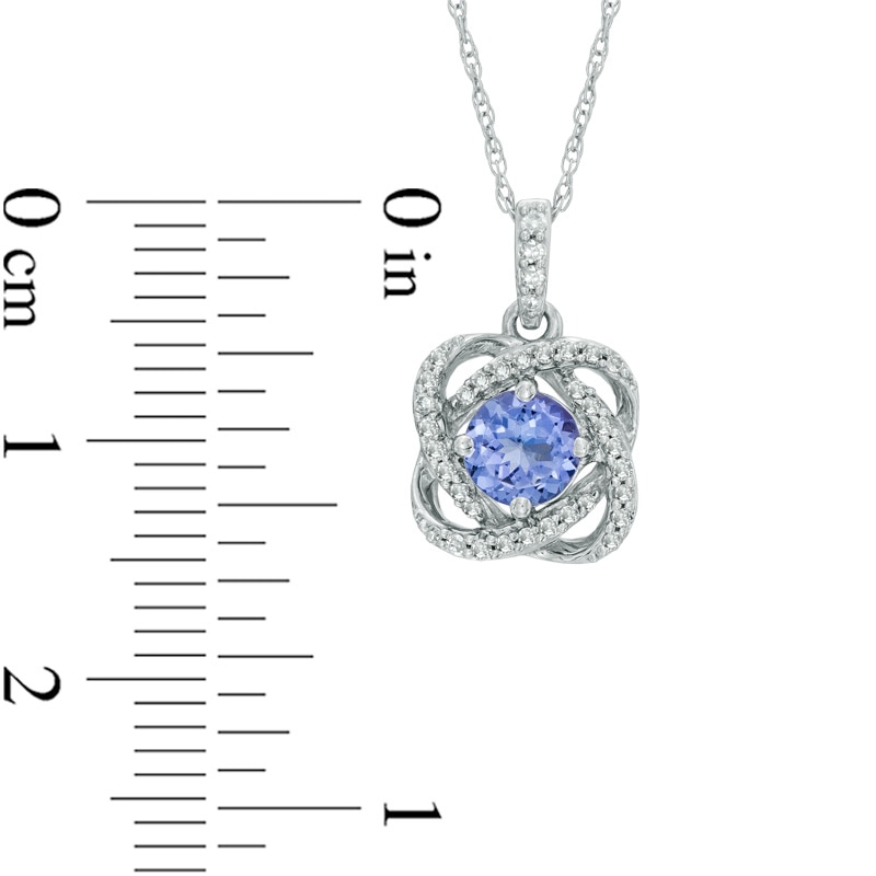 5.0mm Tanzanite and Diamond Accent Orbit Pendant in 10K White Gold