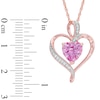 Thumbnail Image 2 of 8.0mm Heart-Shaped Lab-Created Pink and White Sapphire Heart Pendant in Sterling Silver with 14K Rose Gold Plate