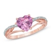 Thumbnail Image 1 of 7.0mm Heart-Shaped Lab-Created Pink Sapphire and Diamond Accent Ring in 10K Rose Gold