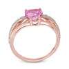 Thumbnail Image 2 of 7.0mm Heart-Shaped Lab-Created Pink Sapphire and Diamond Accent Ring in 10K Rose Gold