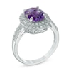 Thumbnail Image 1 of Oval Amethyst and Lab-Created White Sapphire Double Frame Ring in Sterling Silver