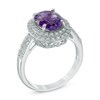 Thumbnail Image 2 of Oval Amethyst and Lab-Created White Sapphire Double Frame Ring in Sterling Silver