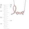 Thumbnail Image 2 of Lab-Created White Sapphire "Love" Necklace in Sterling Silver with 14K Rose Gold Plate - 16.5"
