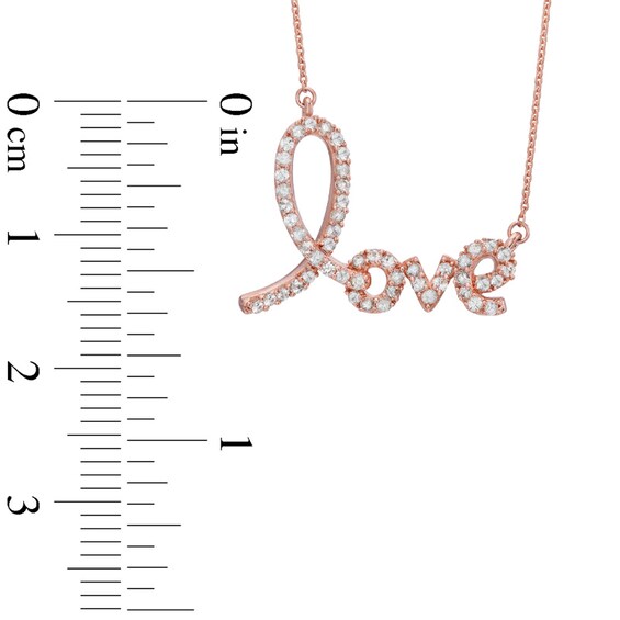 Lab-Created White Sapphire "Love" Necklace in Sterling Silver with 14K Rose Gold Plate - 16.5"