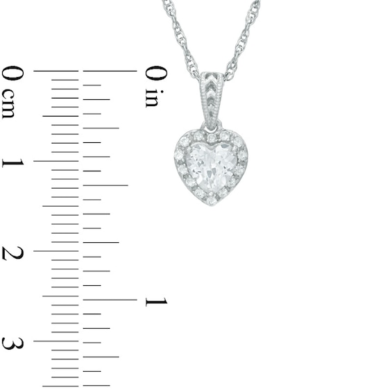 Heart-Shaped Lab-Created White Sapphire Pendant, Ring and Earrings Set in Sterling Silver - Size 7