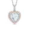 Thumbnail Image 1 of 8.0mm Heart-Shaped Lab-Created White Sapphire Double Frame Pendant in Sterling Silver with 14K Rose Gold Plate