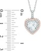 Thumbnail Image 2 of 8.0mm Heart-Shaped Lab-Created White Sapphire Double Frame Pendant in Sterling Silver with 14K Rose Gold Plate
