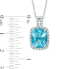 Thumbnail Image 1 of Cushion-Cut Blue Quartz Triplet and Lab-Created White Sapphire Pendant in Sterling Silver