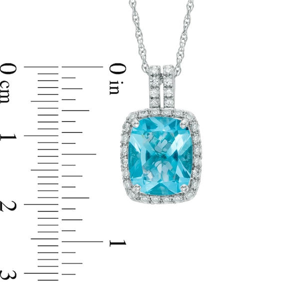 Cushion-Cut Blue Quartz Triplet and Lab-Created White Sapphire Pendant in Sterling Silver