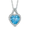 Thumbnail Image 1 of 8.0mm Heart-Shaped Swiss Blue Topaz and Lab-Created White Sapphire Pendant in Sterling Silver