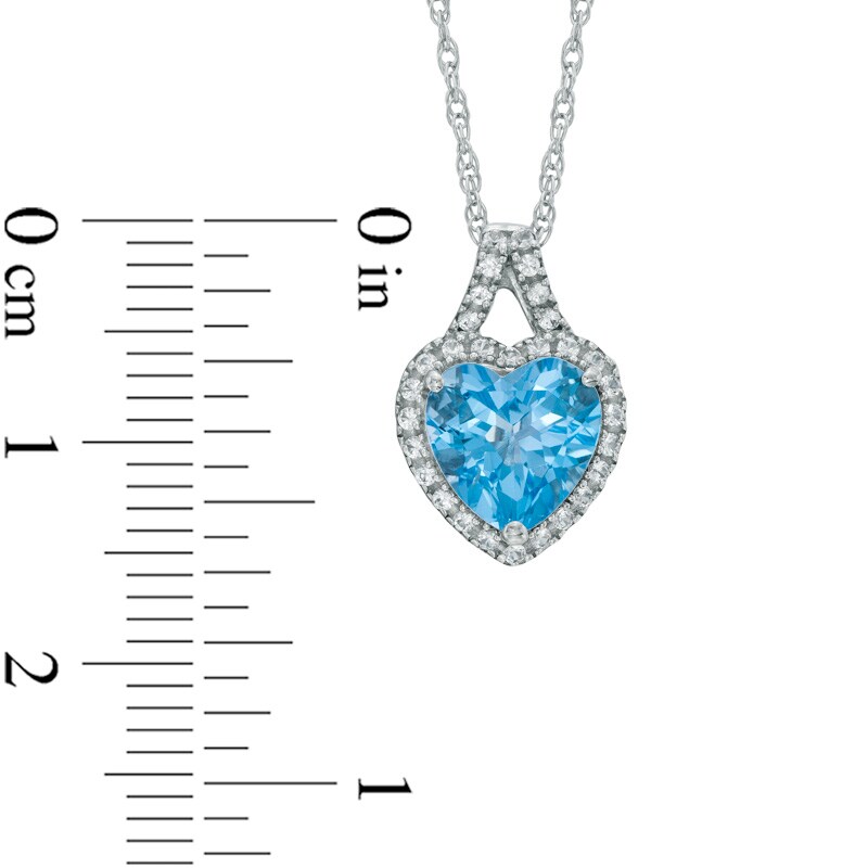 Main Image 2 of 8.0mm Heart-Shaped Swiss Blue Topaz and Lab-Created White Sapphire Pendant in Sterling Silver