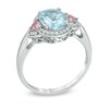 Thumbnail Image 2 of Oval Aquamarine, Pink Tourmaline and 1/10 CT. T.W. Diamond Frame Ring in 10K White Gold