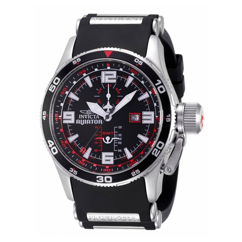 Main Image 1 of Men's Invicta Aviator Strap Watch with Black Dial (Model: 1756)