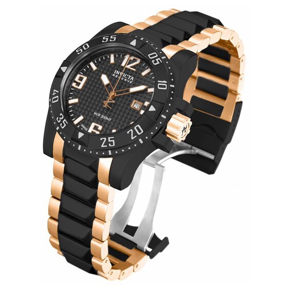 Men's Invicta Excursion Two-Tone Watch with Black Dial (Model: 15482)