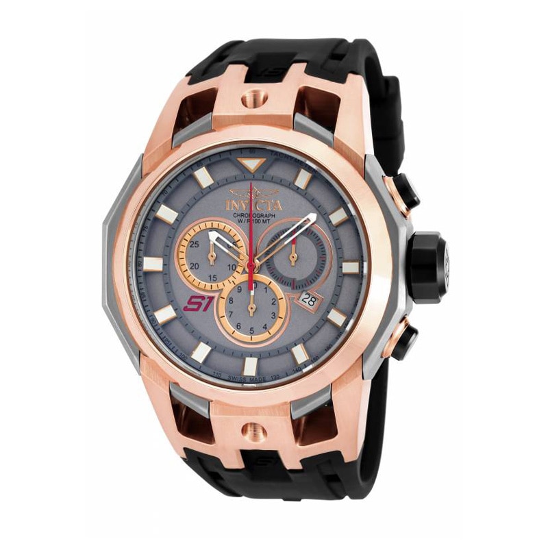 Men's Invicta S1 Rally Chronograph Rose-Tone Titanium Watch with Grey Dial (Model: 16810)