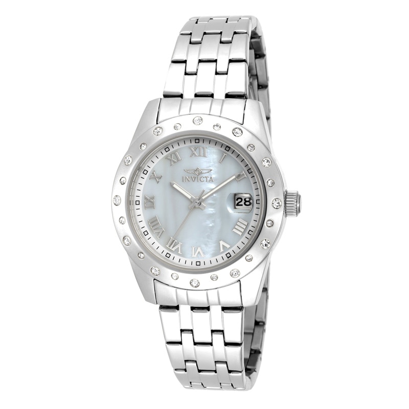 Ladies' Invicta Angel Crystal Accent Watch with Mother-of-Pearl Dial (Model: 17487)