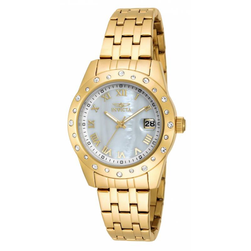 Main Image 1 of Ladies' Invicta Angel Crystal Accent Gold-Tone Watch with Mother-of-Pearl Dial (Model: 17488)