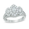 Thumbnail Image 0 of 1-1/2 CT. T.W. Marquise Diamond Frame Past Present Future® Ring in 14K White Gold