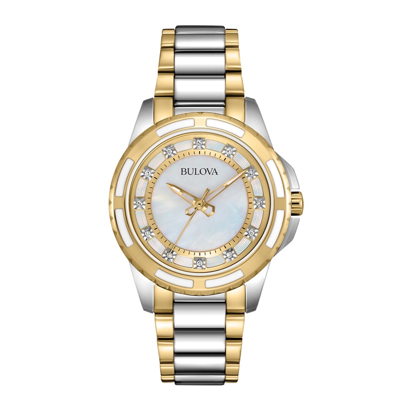 Main Image 1 of Ladies' Bulova Diamond Accent Two-Tone Watch with Mother-of-Pearl Dial (Model: 98P140)