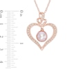 Thumbnail Image 1 of Cultured Freshwater Pearl and Lab-Created White Sapphire Heart Pendant in Sterling Silver with 14K Rose Gold Plate