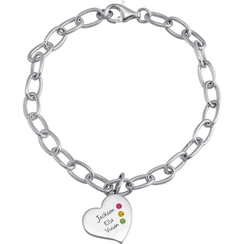 Charm Bracelets Zales Sterling Silver Birthstone Always Heart Charm Bracelet By Artcarved 1 4 Names And