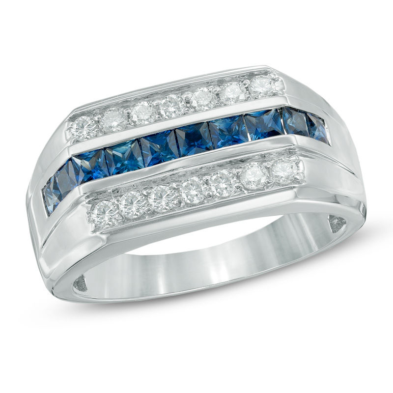 18 ct. t.w. Blue and White Diamond Ring in Sterling Silver | Ross-Simons